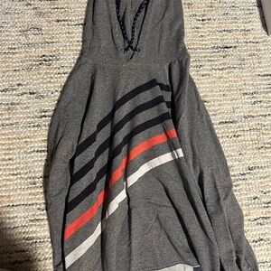 Sundry Gray Asymmetrical Dress with Stripes